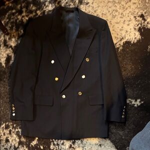 DEEP Navy Double-Breasted Blazer with Gold Buttons